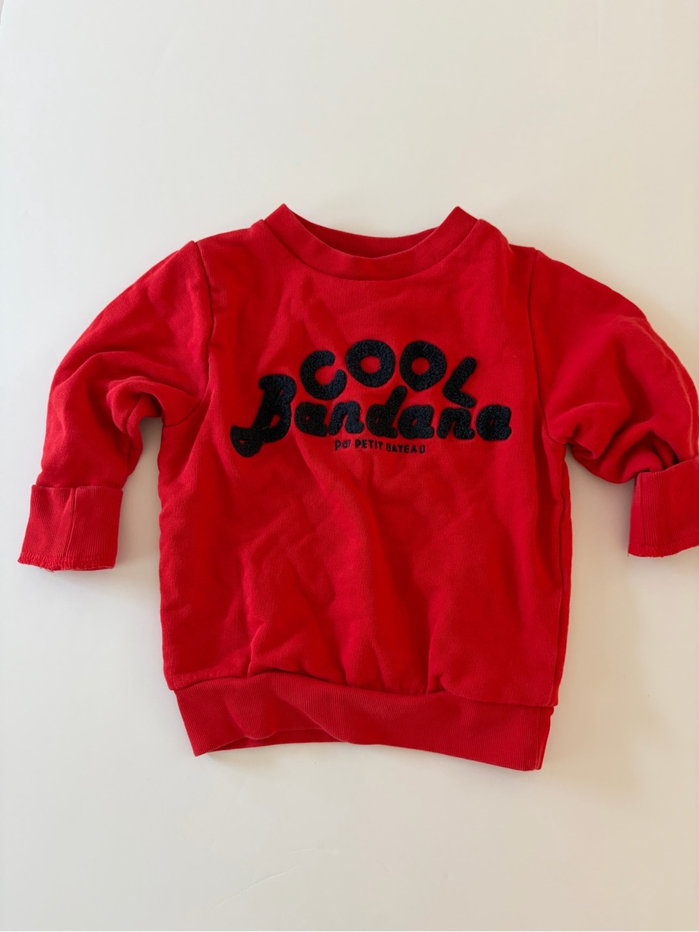 Petit Bateau Toddler Boys Red Crewneck Pullover 100% Cotton 3T